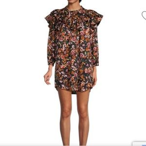 Something Navy Floral Mini Dress - Black and Orange